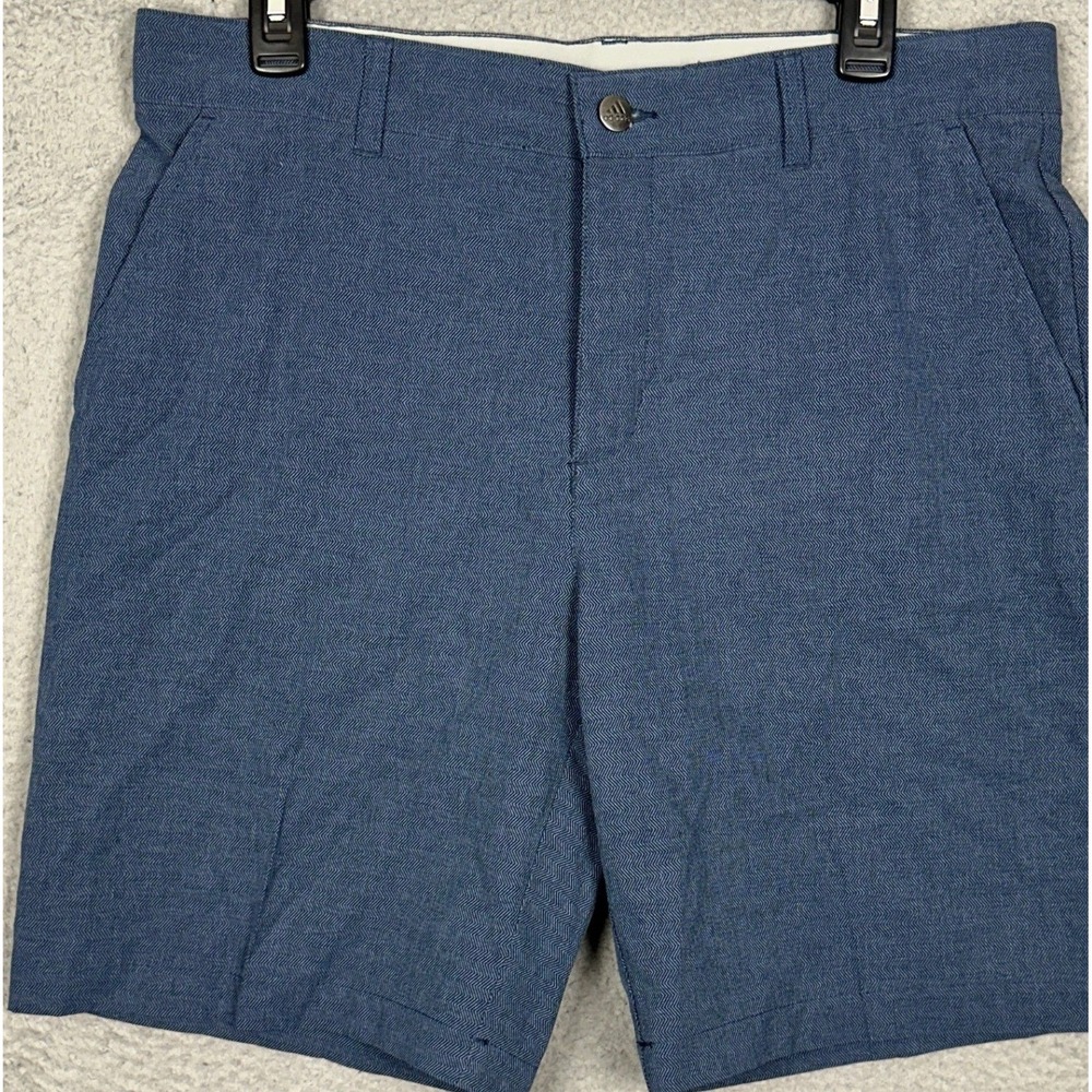 Adidas Shorts Mens 32 Golf Navy Blue Herringbone Chino Performance Stretch EUC